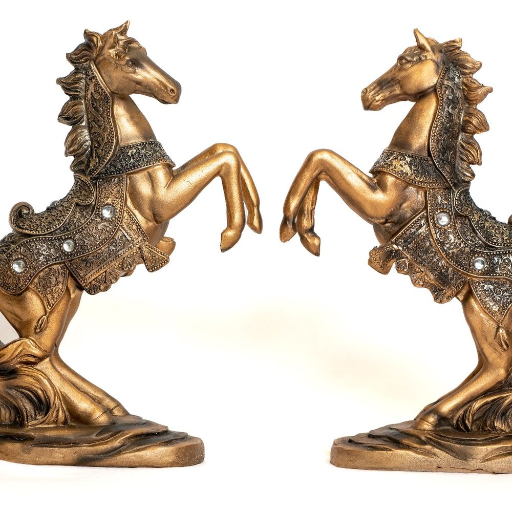 Pair of Desktop Decorative Horse Statue, Animal Sculpture Ornament Gift Set